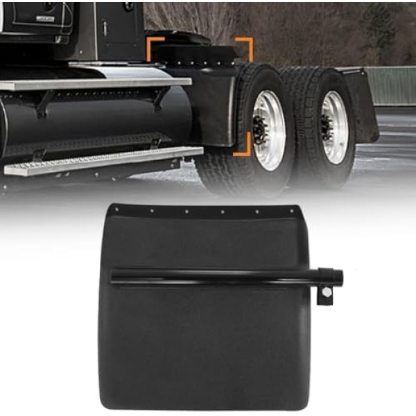 Right Quarter Fenders for Semi Truck, 24" x 24" Black Plastic Quarter Fenders
